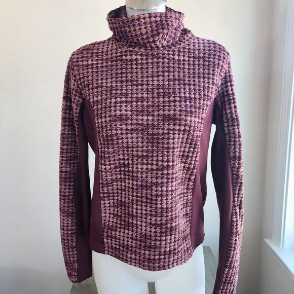 Nike Pro Top Women Large Maroon Hyperwarm Turtleneck Long Sleeve Shirt Workout - Picture 1 of 11